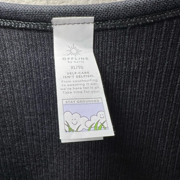 Offline By Aerie Womens Seamless Cable Square Neck Ribbed Top Shirt Black NEW XL - Picture 6 of 15